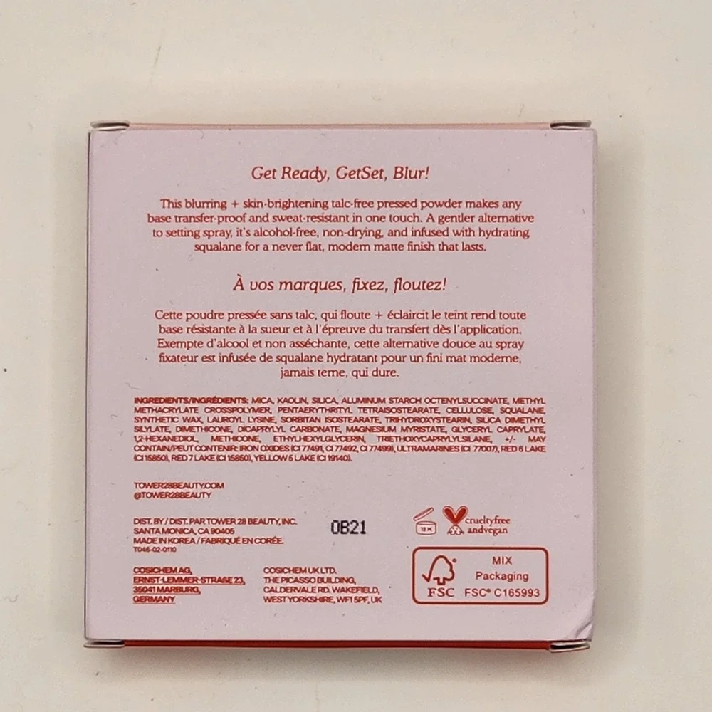 Tower 28 GetSet Blur + Set Pressed Powder Palisades Pink .35 Oz Talc-Free Matte
